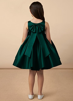 Azazie Bo Peep Flower Girl Dresses Pine A-Line Bow Matte Satin Dress image4