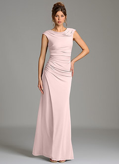Azazie Chantal Bridesmaid Dresses Blushing Pink Mermaid Pleated Premium Stretch Jersey Dress image5