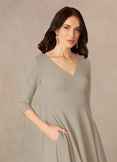 Azazie Nassif Mother of the Bride Dresses Taupe A-Line Stretch Crepe Dress image3