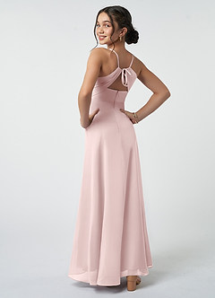 Azazie Avelina Junior Blushing Pink A-Line Pleated Chiffon Dress image5