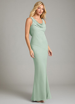 Azazie Rylina Bridesmaid Dresses Agave Mermaid Pleated Chiffon Dress image5