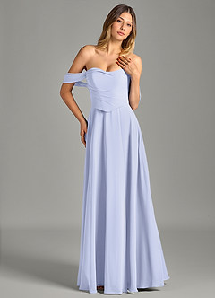 Azazie Chelsey Vestidos de damas de honor Vestido de Lavanda de Gasa de Corte en A Convertible con Vestidos sin tirantes image4
