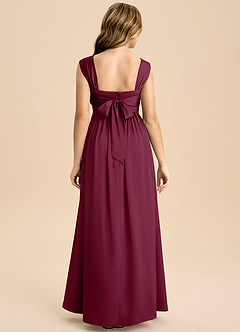 Azazie Hattie Junior Mulberry A-Line Pleated Stretch Satin Dress image2