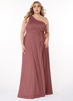 Azazie Brooke Abiti da Damigella Abito A-Line in Maglia Monospalla Rosa Del Deserto image6