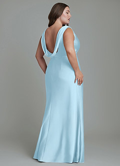 Azazie Kieryn Bridesmaid Dresses Sky Blue Mermaid Pleated Stretch Satin Dress image8