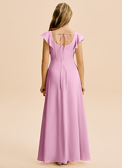 Azazie Bondi Junior Candy Pink A-Line Side Slit Stretch Satin Dress image2
