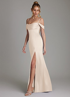 Azazie Nira Bridesmaid Dresses White Alabaster Mermaid Corset Stretch Satin Dress image7