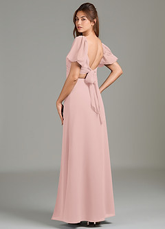 Azazie Phylicia Bridesmaid Dresses Powder Pink A-Line Bow Chiffon Dress image5