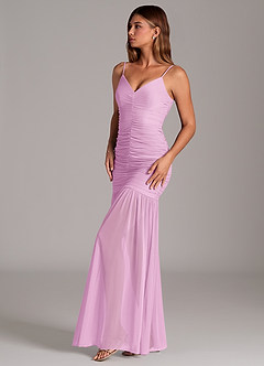 Azazie Aimie Robes de demoiselle d'honneur Robe Sirène en Maille Rose Bonbon image3