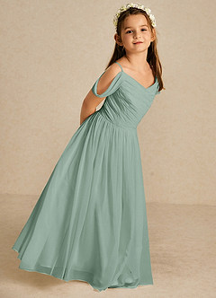 Azazie Chelle Final Sale Agave A-Line Pleated Chiffon Dress image5