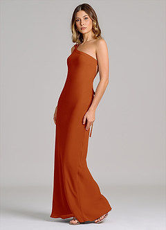 Azazie Monroe Brautjungfernkleider Etui One-Shoulder Chiffon Kleid Paprika image4