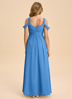 Azazie Lianne Junior Blue Jay A-Line Off the Shoulder Chiffon Dress image7