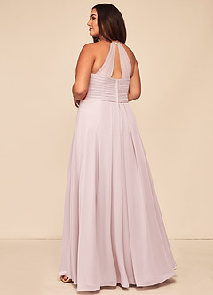 Azazie Ginger Bridesmaid Dresses Blushing Pink A-Line Halter Pleated Chiffon Dress image10