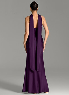 Azazie Eva Bridesmaid Dresses Grape Mermaid Pleated Stretch Satin Dress image2