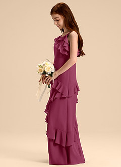 Azazie Evara Junior Abito A-Line in Chiffon Gelso image5
