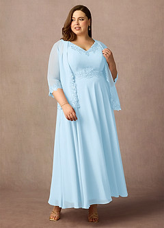 Azazie Devana Mother of the Bride Dresses Sky Blue A-Line Sequins Chiffon Dress image11
