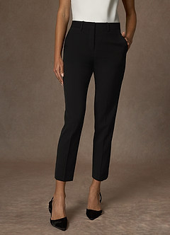 front Victoria Preto Conjunto Victoria com Calças Cropped em Tecido Refinado