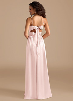 Azazie Zeya Bridesmaid Dresses Blushing Pink A-Line Pleated Metallic Satin Dress image2