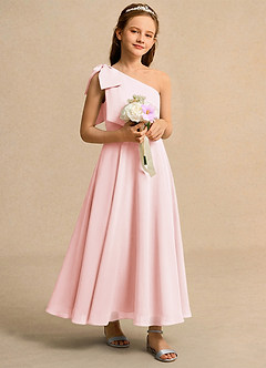 Azazie Guppy Junior Formal Flower Girl Klänningar Klä A-Line i Chiffong Ena axeln image1