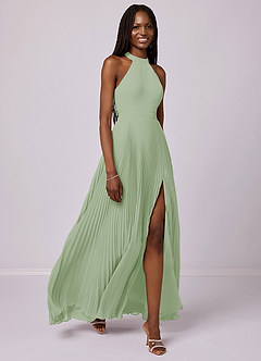 Barbie ♥ Azazie Bridesmaid Dresses Dusty Sage A-Line Pleated Chiffon Dress image3