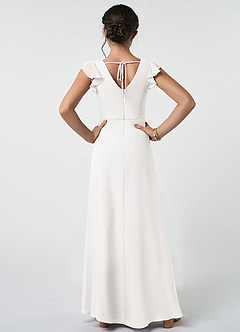 Azazie Claudine Junior White A-Line Pleated Chiffon Dress image2