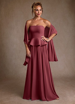 Azazie Josabeth Kleider für die Brautmutter A-Linie Plissee Chiffon Kleid Merlot image1