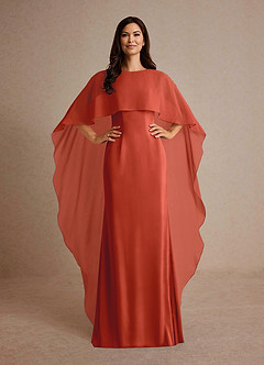 Azazie Milfred Vestidos para mãe da noiva Vestir Ferrugem de Cetim elástico de Bainha com Gargalo image2