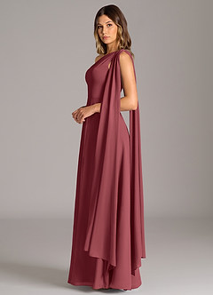 Azazie Tella Bridesmaid Dresses Merlot A-Line One Shoulder Chiffon Dress image5