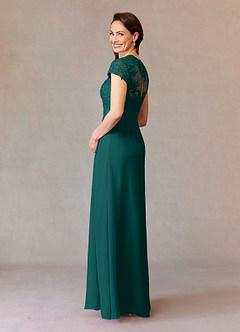 Azazie Junie Mother of the Bride Dresses Peacock A-Line Lace Chiffon Dress image4