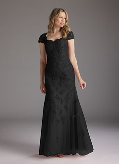 Azazie Marbella vestidos de madre de la novia Vestido de Negro de Encaje de Sirena con Reina Ana Lentejuelas image1