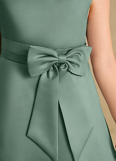 Azazie Eve Abiti da Ragazza di Fiori Abito A-Line in Raso Opaco Plissettato Eucalipto image6