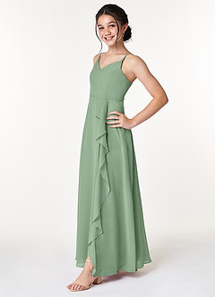 Azazie Naeem Junior Matcha A-Line Ruched Chiffon Dress image3