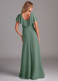 Azazie Lainey Bridesmaid Dresses Eucalyptus A-Line with Pockets Chiffon Dress image7