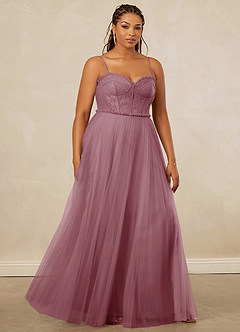 Christian Siriano Bridal for Azazie 1015 Final Sale Vintage Mauve A-Line Lace Tulle Dress image12