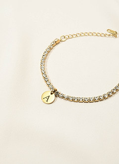 front Pulsera de tenis con inicial de diamantes de imitación
