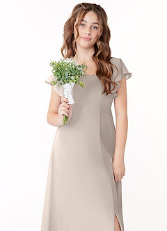 Azazie Bondi Junior Frost A-Line Bow Chiffon Dress image4