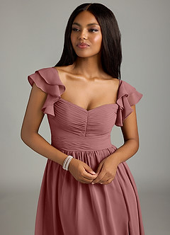 Azazie Anaya Jurken voor bruidsmeisjes Jurk van Chiffon met A-Lijn Geplooid Woestijnroos image6