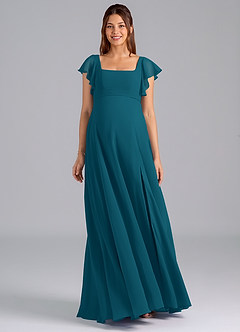 Azazie Bondi Maternity Bridesmaid Dresses A-Line Ruched Chiffon Floor-Length Dress image3