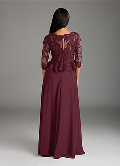 Azazie Averie vestidos de madre de la novia Vestido de Cabernet de Gasa de Corte En A con Cuello barco Lentejuelas image6
