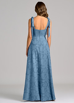 Azazie Debra 신부 들러리 드레스 A라인 포켓이 있는 플로럴 번아웃 바닥 길이 드레스 image6