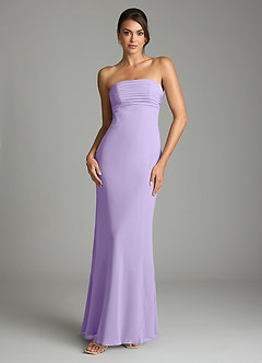 Azazie Saylor Vestidos de damas de honor Vestido de Lila de Gasa de Corte Sirena con Sin tirantes image3