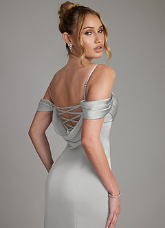 Azazie Nira Brudepigekjoler Havfrue Korset Stræk satin Gulv-længde Kjole image2