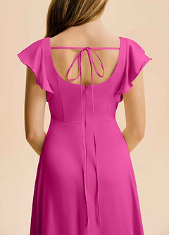 Azazie Bondi Junior Linia A Rozcięcie z boku Satyna elastyczna Długość podłogi Młodsza druhna Sukienka image6