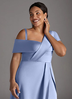 Azazie Milton Mother of the Bride Dresses Ice A-Line Pleated Stretch Satin Dress image14