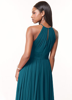 Azazie Cherish Bridesmaid Dresses Ink Blue A-Line Pleated Chiffon Dress image5