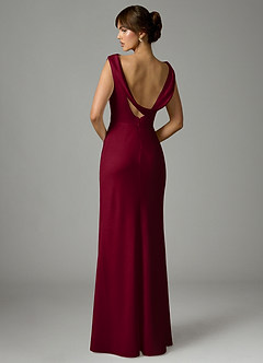 Azazie Kieryn Robes de demoiselle d'honneur Robe Sirène en Satin extensible Plissée Bourgogne image5