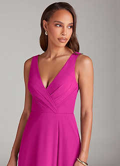 Azazie Nelly Bridesmaid Dresses Fuchsia A-Line Pleated Chiffon Dress image6