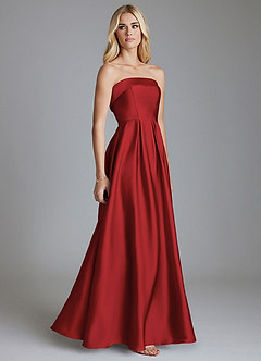 Azazie Lucienne Vestidos de damas de honor Vestido de Granada de Satén Elástico de Corte en A Convertible con Sin tirantes image4