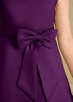 Azazie Eve Flower Girl Dresses Grape A-Line Pleated Matte Satin Dress image6