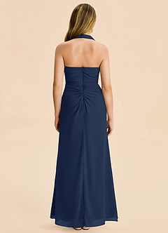 Azazie Destiny Junior Dark Navy Sheath Ruched Chiffon Dress image2